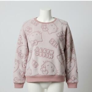 Hello Kitty Plush Fleece Sweatshirt Girls L 10-12 Pink NWOT Sanrio